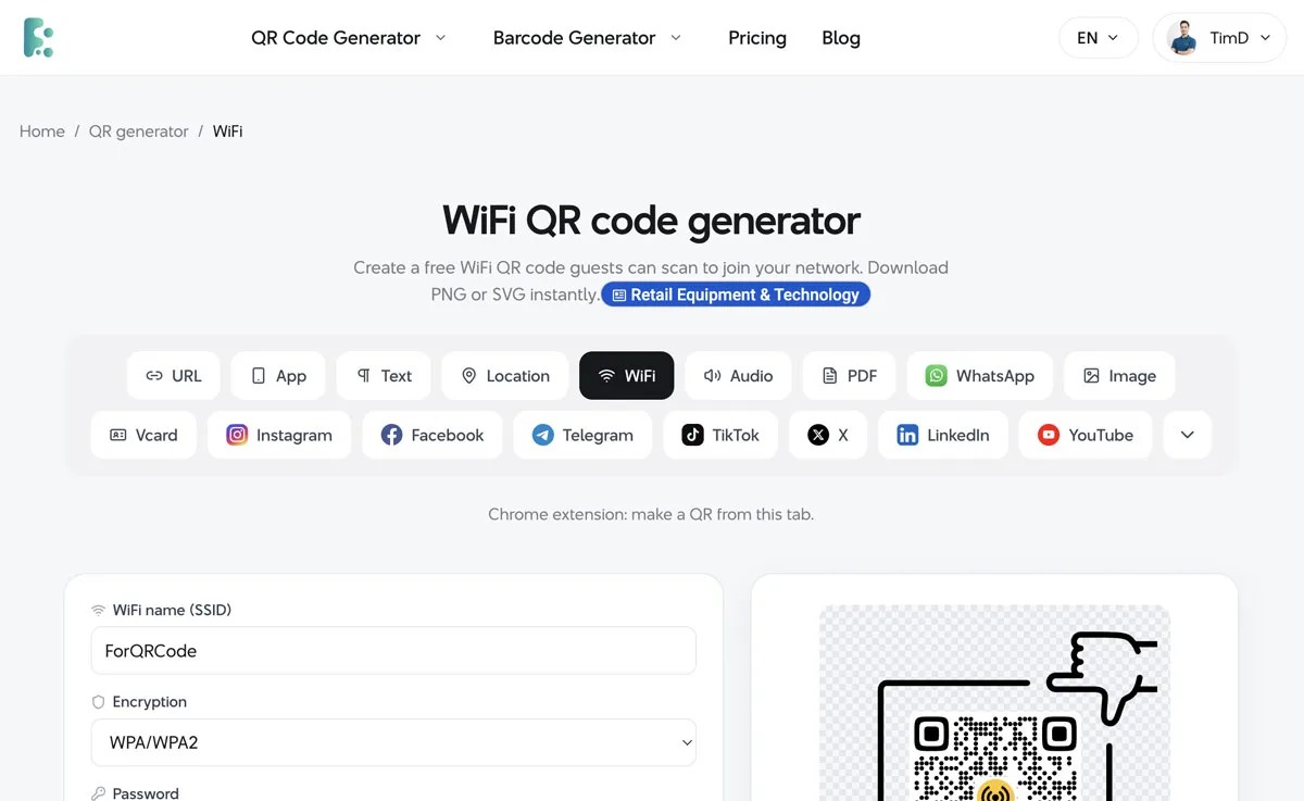 WiFi QR code generator
