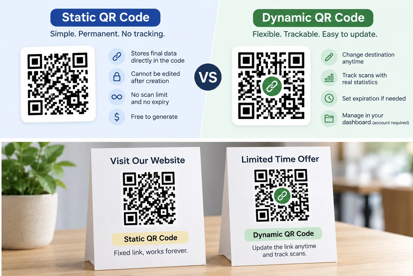 Static vs dynamic QR codes at a glance